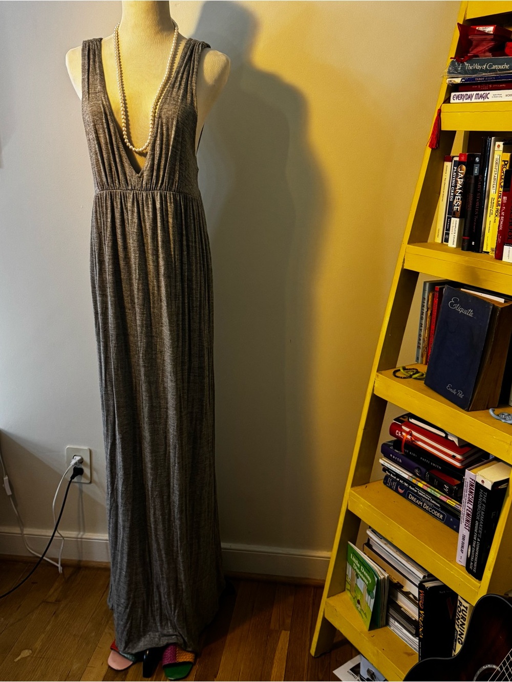 J. Crew Heather Gray Sleeveless V-Neck Maxi Dress